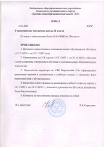 Приказ о закрытии класса на карантин ОРВИ.